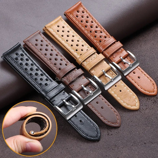Breathable Leather Watch Strap